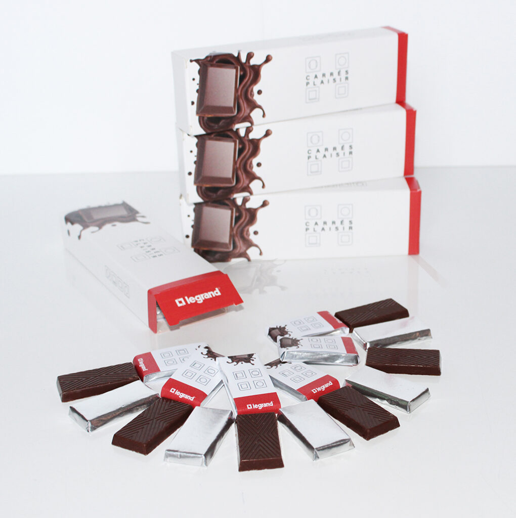 Coffret cadeau d’entreprise Gourmets de France avec chocolats personnalisés