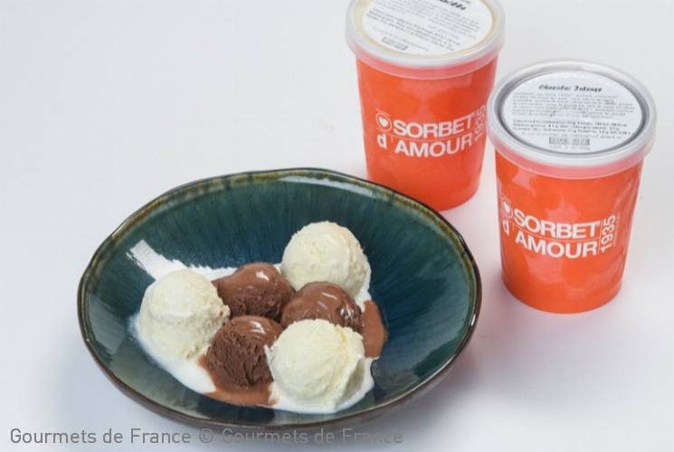 crème glacée vanille et glace au lait chocolat intense